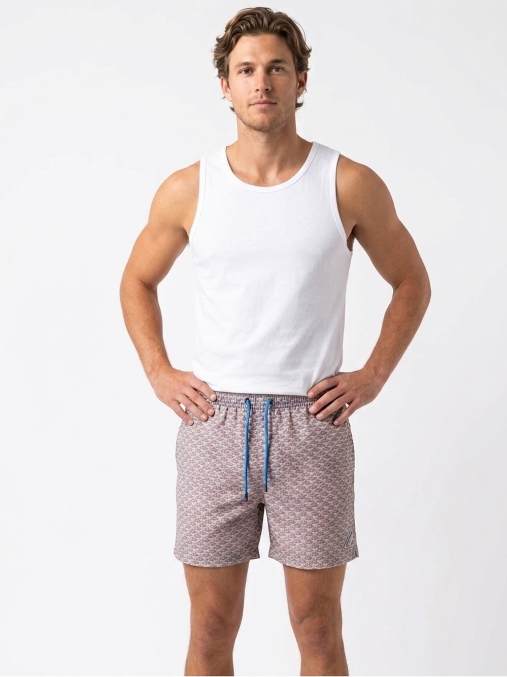 Mr.Swim Pink and Blue Micro Car Print Swim Shorts